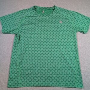 Rabbit Running Shirt Mens XL Green Jacquard Rabbit Pattern Performance